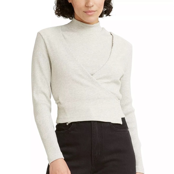 ribbed vest & long-sleeve wrap top set - Picture 1 of 7